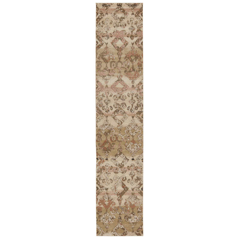Tapis brun clair Sanaa Ikat, Tapis de couloir 2 pi 6 po x 12 pi