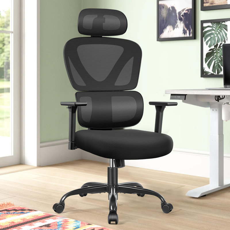 Isairis Ergonomic Mesh Task Chair with Headrest and 3D Adjustable Arms, Black
