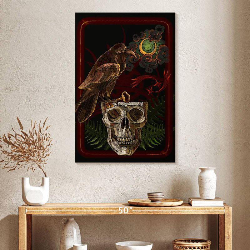 Hitzel Skull And Raven, 39" H x 26" W