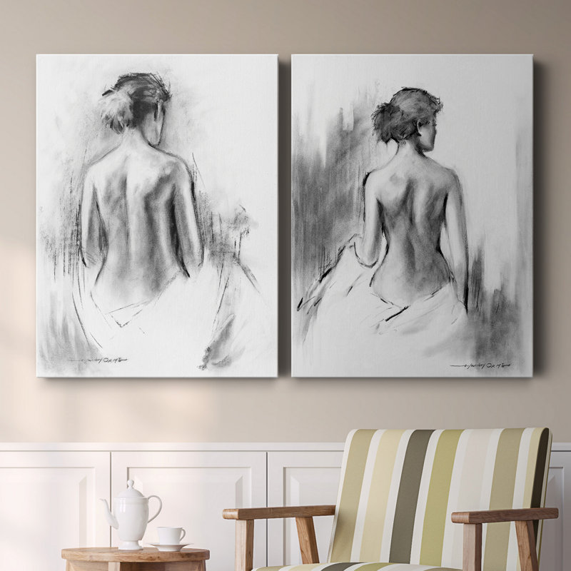 «Soft Silhouette III», ensemble de 2 reproductions d'art, H 12 po x l 16 po x P 1 po, Toile tendue, Pas de tapis