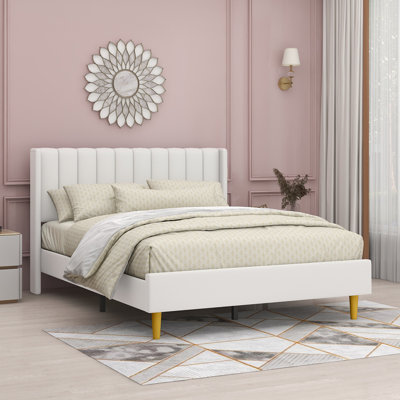 Eriksay Low Profile Upholstered Platform Bed with Wingback Headboard