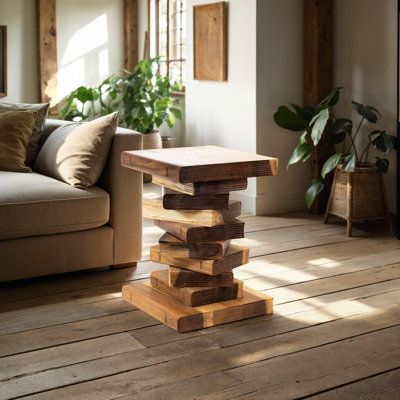 Burruss Solid Wood Block End Table
