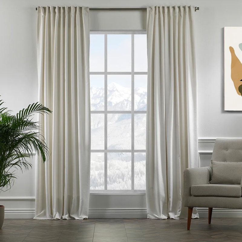 Extra Long & Extra Wide Decorative Curtain Single Panel, 140cm Width x 295cm Drop, Off-White