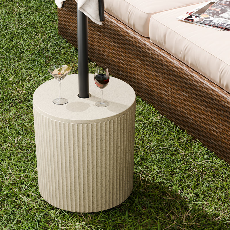 Base de parasol de table d'extérieur moderne, Beige, H 16,7 po x l 14,8 po x P 14,8 po