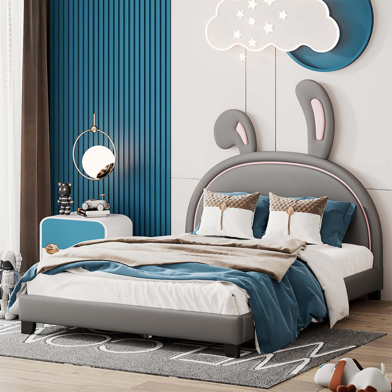Upholstered PU Leather Platform Bed