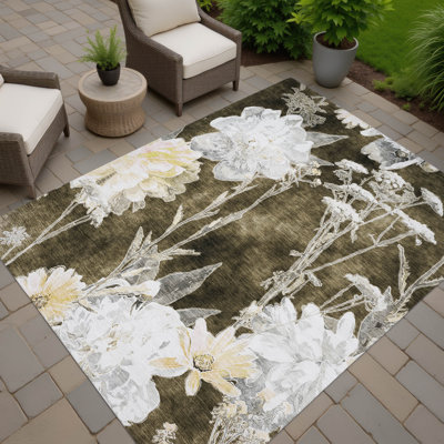Tapis floral intérieur / extérieur lavable à la machine Chantille ACN2796