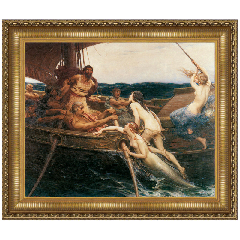 «Ulysses and the Sirens, 1909» par Herbert James Draper, reproduction d'art encadrée, H 30,25 po x l 35,25 po x P 1,875 po