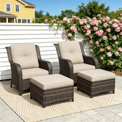 Ensemble de conversation pour 2 personnes en polyéthylène (PE) avec 2 chaises et 2 repose-pieds