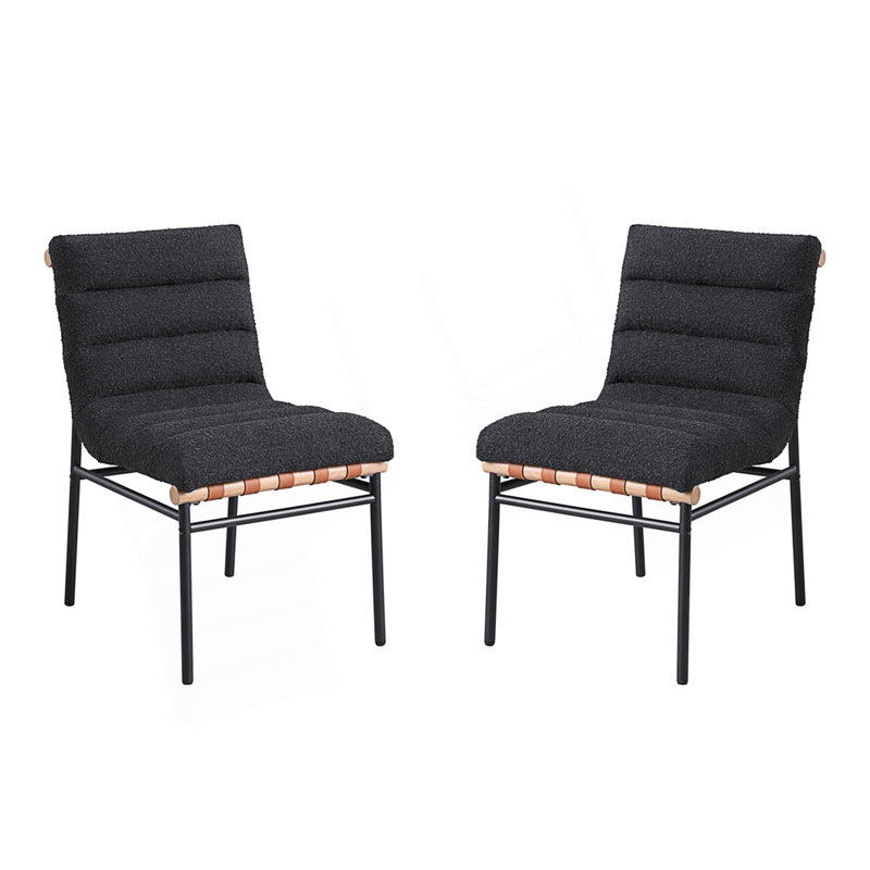 Ensemble de 2 chaises de salle à manger avec pieds en fer, Black, Noir