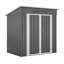 Maison de rangement extérieure en métal 6 pi x 4 pi avec porte verrouillable en gris. Pour les outils de jardin, les animaux de compagnie et les utilisations. Assemblage sans effort, structure robuste. 70,08 po de hauteur - gris. Conforme aux exigences du rangement pour animaux de compagnie. Facile