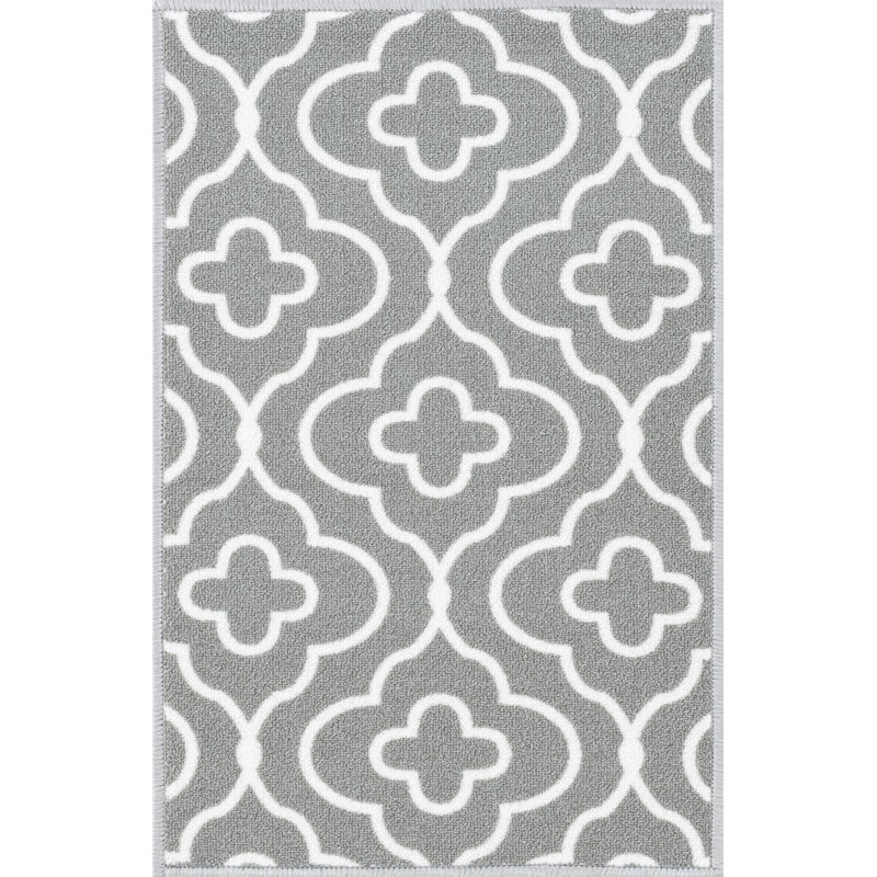 Havana Club Floral Trellis Anti Slip Washabale Hallway-Passage Corridor Kitchen Non Slip Doormats, Rectangle 50 x 80 cm, Grey