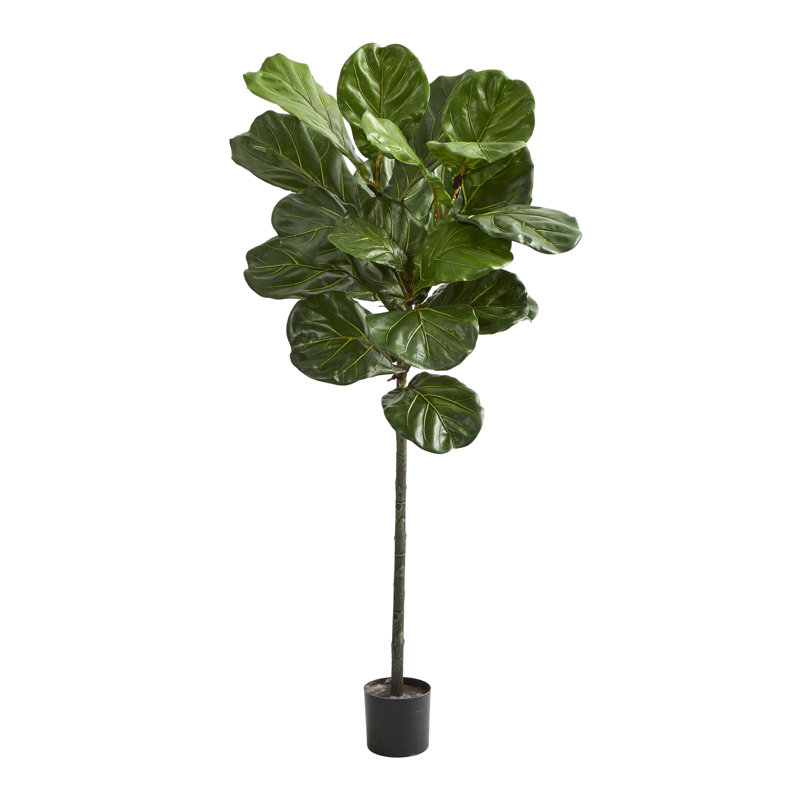 Faux Fiddle Leaf Fig Tree in Pot Liner, 52" H x 17" W x 17" D