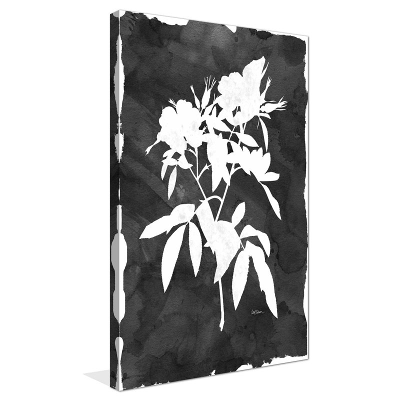 «Black Botanical I» par Carol Robinson - Peinture, L 18 po x H 30 po, Toile tendue