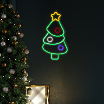 Silhouette de sapin de Noël 15 po à lumières DEL de style néon