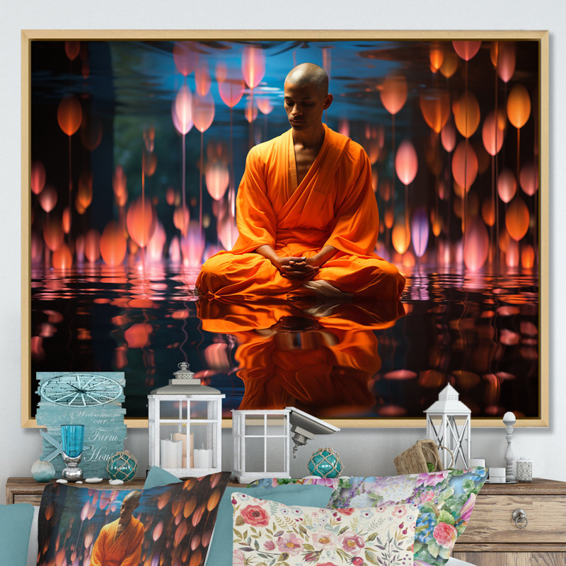 Vipassana Insight Meditation sur impression sur toile, H 16 po x l 32 po x P 1 po, Cadre naturel flottant