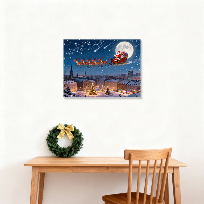 Art mural en toile Père Noël, H 20 po x l 30 po