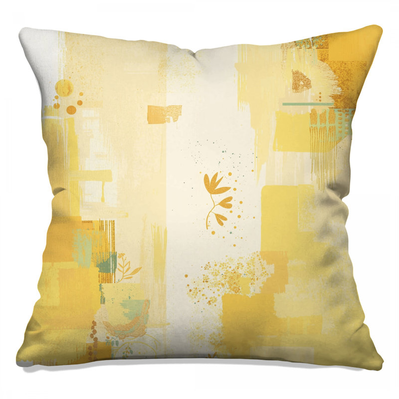 Abstract Yellow Brushstrokes Double Sided Throw Pillows, 20 x 20 inches