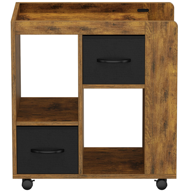 Table d'appoint moderne avec roulettes, Brun rustique