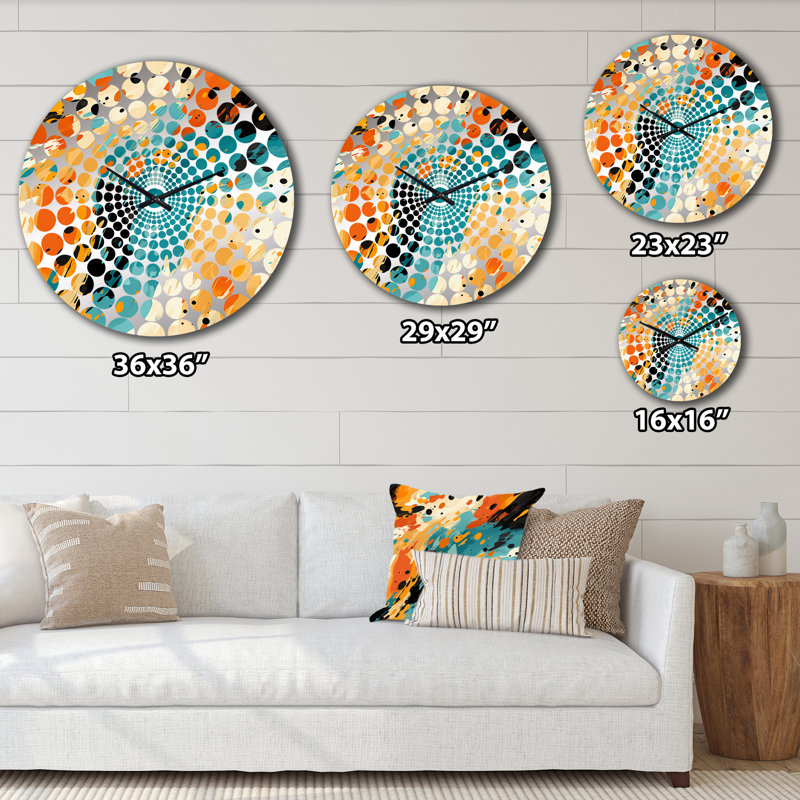 Horloge murale abstraite multicolore Feather Fury, Petit