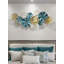 Art mural en métal moderne de luxe moderne, sculpture murale 3D en fer forgé et feuille de lotus pour chambre à coucher