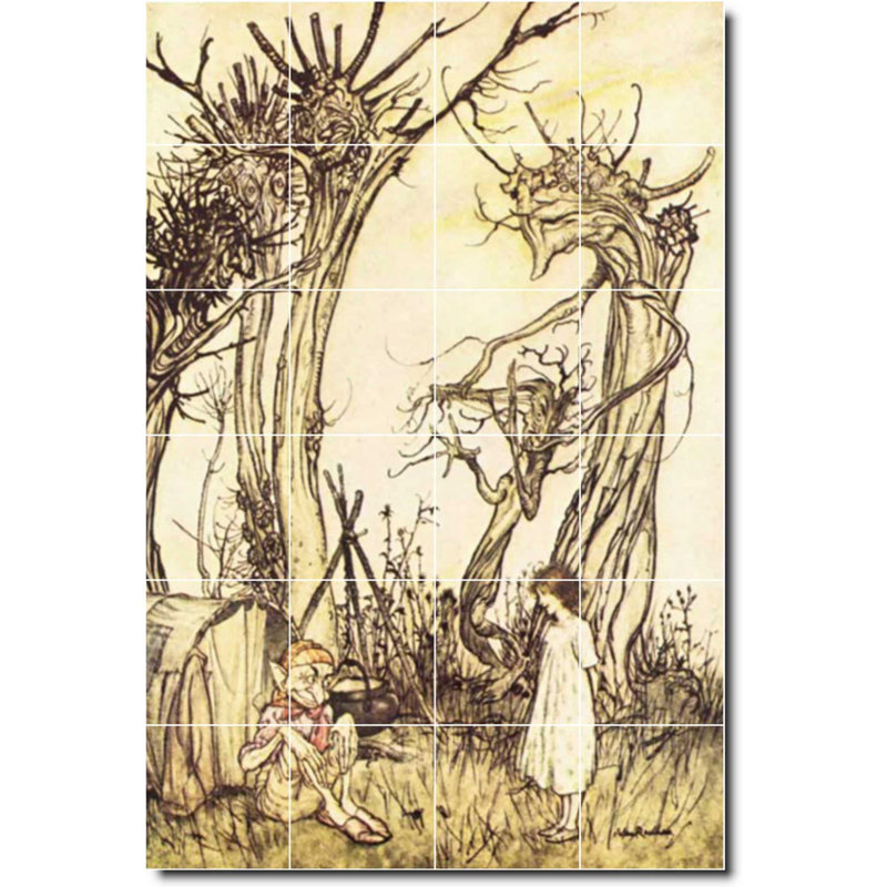 Carreau de céramique décorative 24 po x 36 po 6 po x 6 po, Illustration de Arthur Rackham W06860