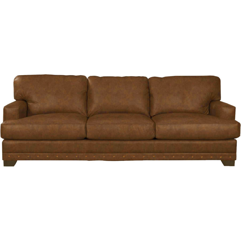 Nixson 100'' Genuine Leather Sofa, Saddle