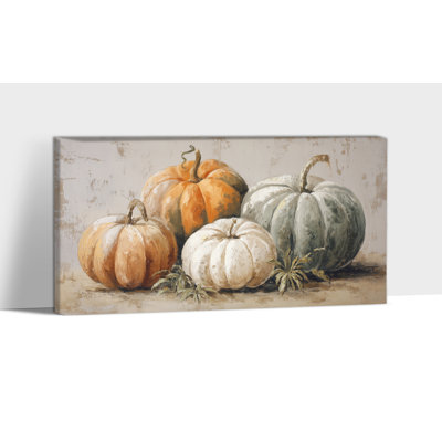 Large Dade - ferme citrouille, décoration murale pour salon, récolte d'automne, reproductions d'art de l'Action de grâce pour la maison, impression sur toile tendue, cadre en pin, 24 po x 48 po