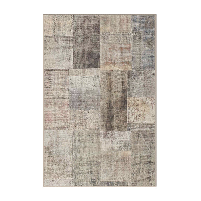 Tapis gris/brun zone contemporaine, Rectangle 5 pi x 7 pi