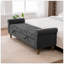 Banc de rangement moderne rembourré avec accoudoirs roulés, tissu en filet et pieds en bois d'hévéa pour espaces polyvalents-129895030-129895032