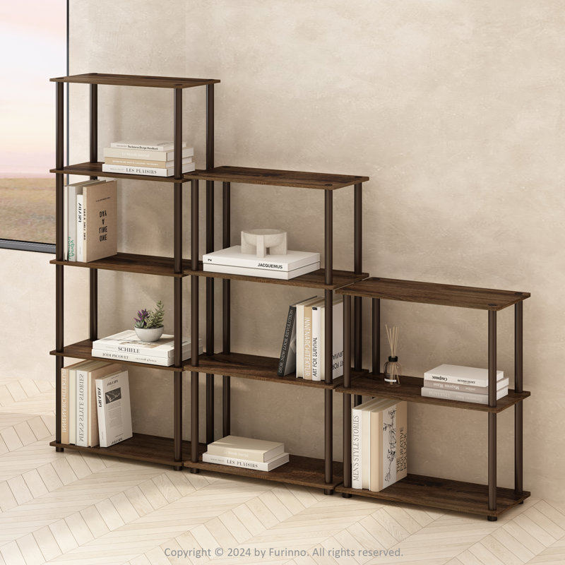 Creekside Plastic Etagere Bookcase, Dark Brown, (4 Shelves) 43.3" H x 23.6" W x 11.6" D