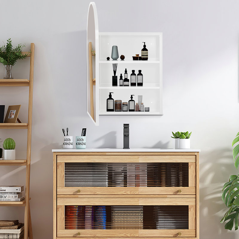 Miroir de salle de bain mural avec armoire à pharmacie 24 po x l 36 po, Blanc