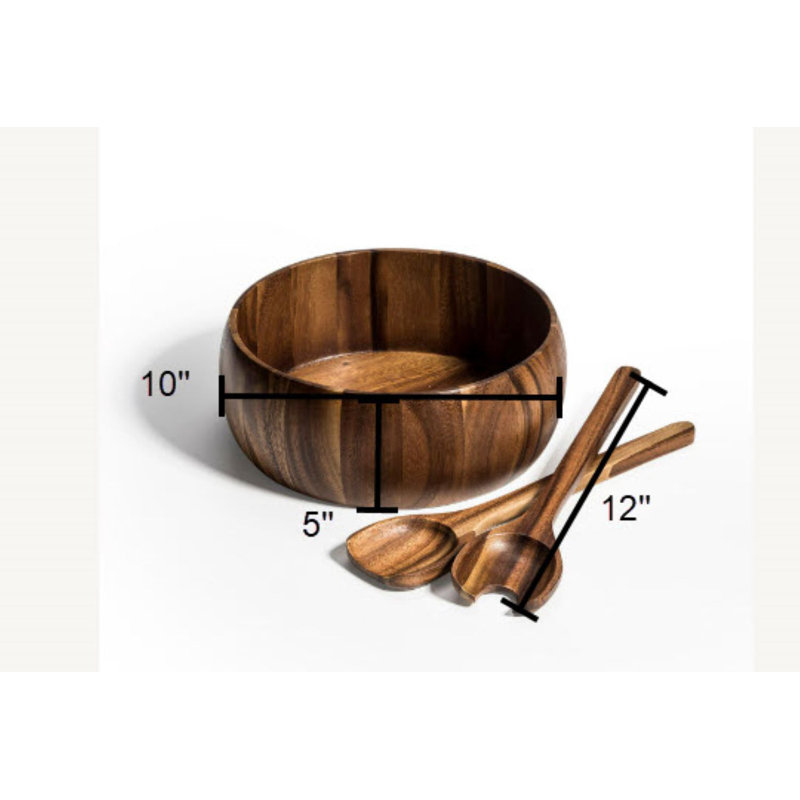 Bol à salade en bois d'acacia, 10"