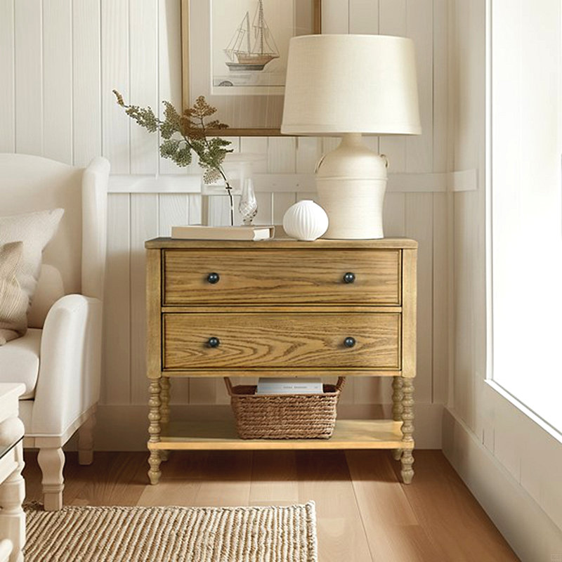 Commode d'appoint 2 tiroirs, Brun