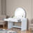 Makeup Vanity Table With Touch Screen Lighted Mirror, Dressing Table With A Drawer And Curved Edges