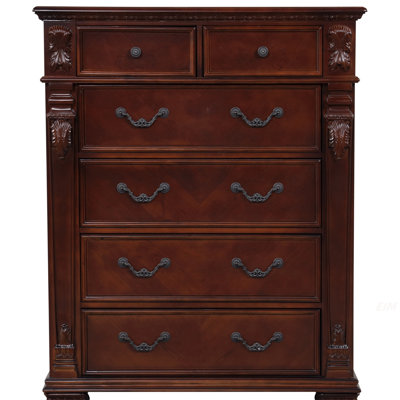 Commode 6 tiroirs Lyndon G09400-CH, cerise