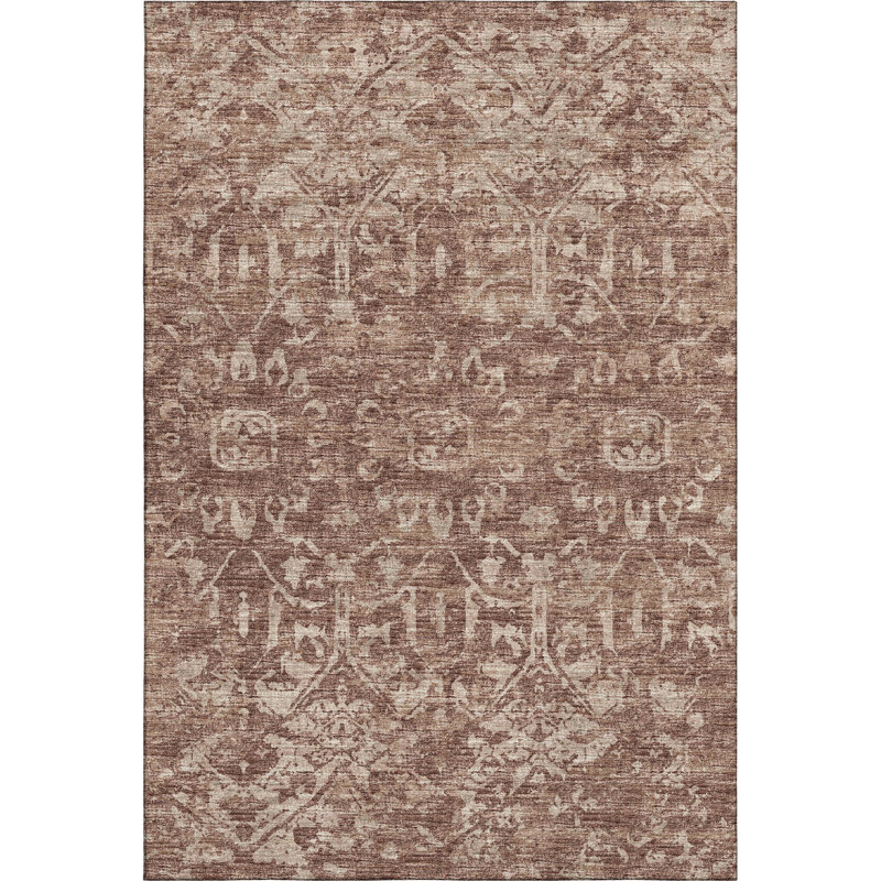Premium Machine Washable Mayfield AMF40 Oriental Rug, Chocolate, 2'6" x 3'10"
