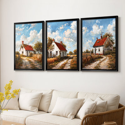 LANDSCAPES Series CIV  -Custom Framed  Wrapped Gallery Canvas - 3 Pieces