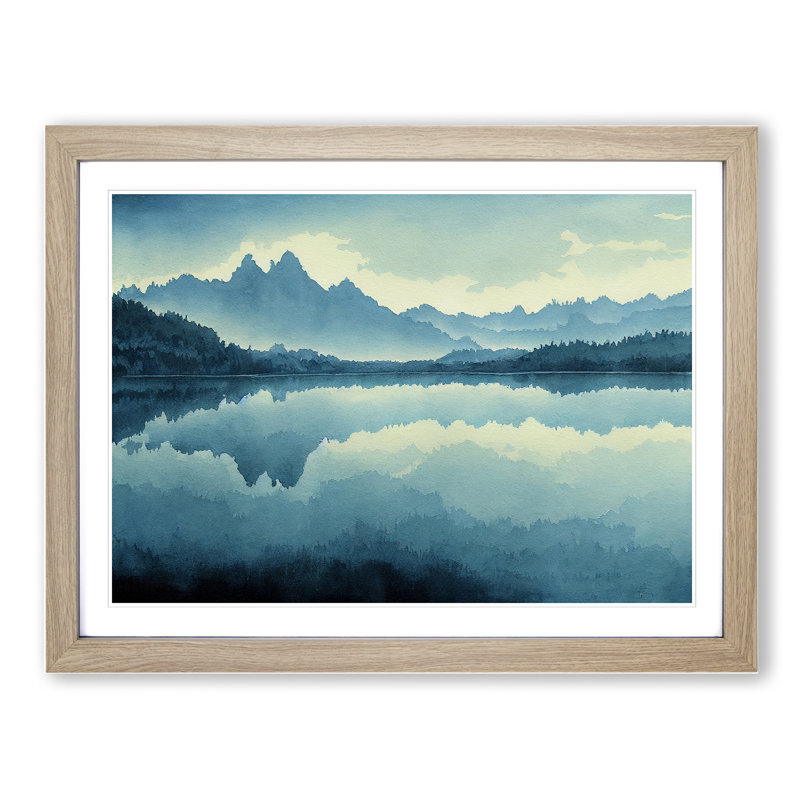 Forest Lake Vol.2 - Single Picture Frame Print, 46cm H x 64cm W x 2cm D, Oak Framed