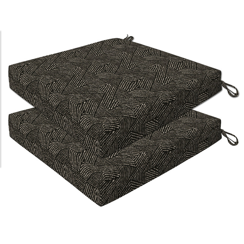 Meridian Outdoor Square Dining Seat Cushion, Tribal Geo Sable, 3" H x 19" W x 19" D