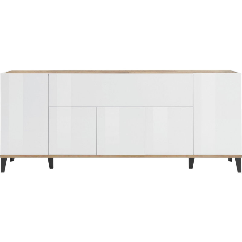 Hodapp 200cm Sideboard, White Glossy/Maple Pereira
