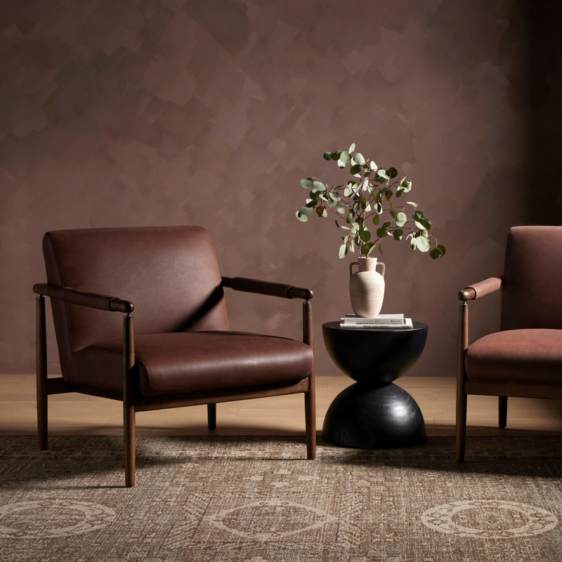 Markia Armchair, Brickhouse Dark Brown Genuine Leather
