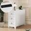 Table de chevet blanche avec 3 tiroirs et tablettes réglables - Assemblage facile-2026582501