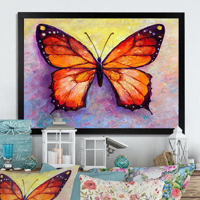 " Orange Butterfly Portrait In Multicolors "