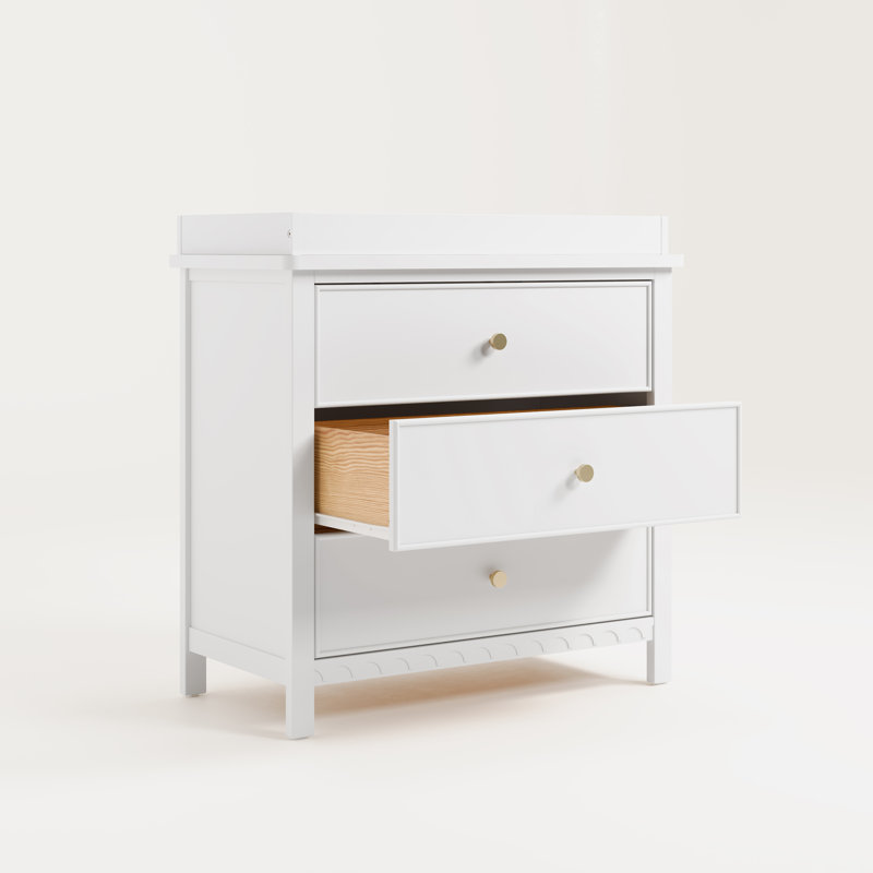Sasha 3 Drawer Chest With Changing Topper, White