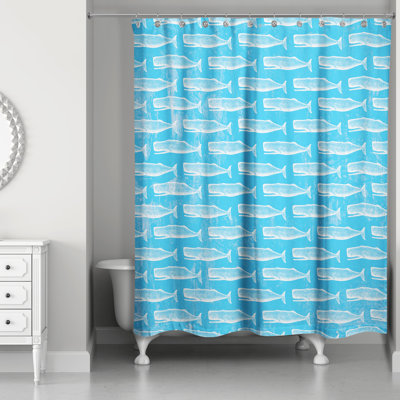 Rideau de douche à motif baleine bleu brillant