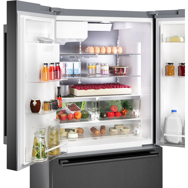 500 Series Free-Standing Fridge-Freezer, Black Stainless Steel