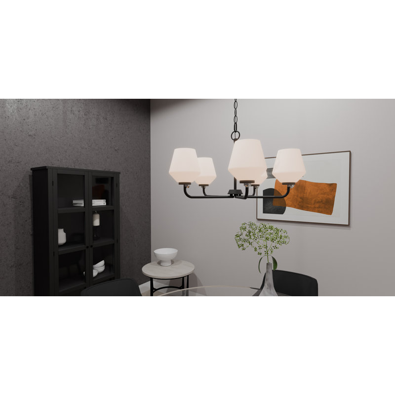 Sirkka 5-Light Matte Black Chandelier, Noir mat