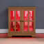Vitrine classique antique avec tablettes de couleur chêne et éclairage réglable télécommandées