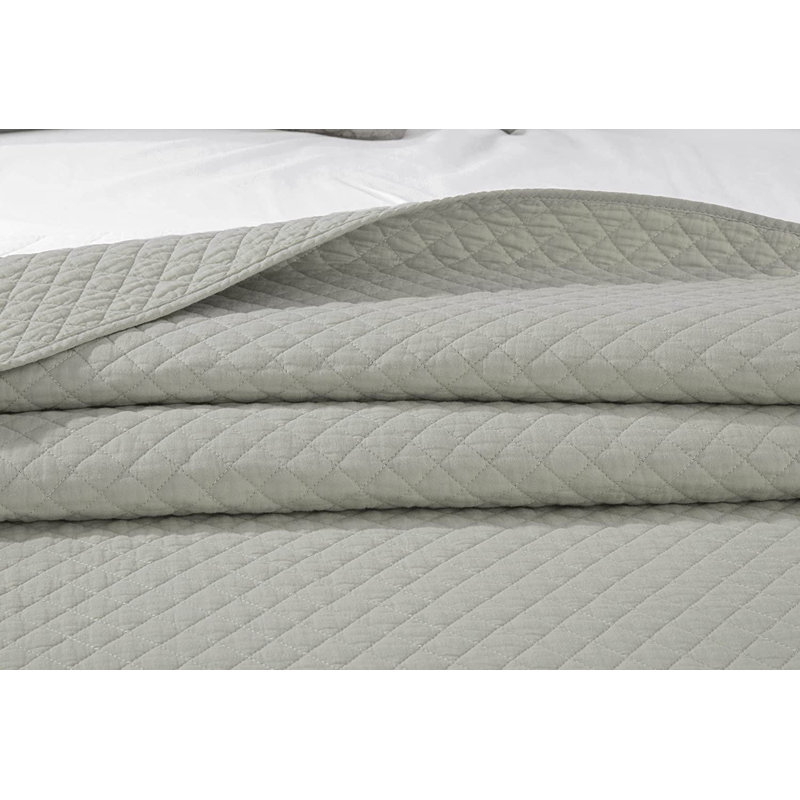 Solid Color Cotton Quilt Cotton Quilt, Aqua, Queen Quilt + 2 Standard Shams