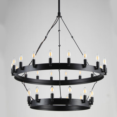 Quercia 30 - Light Dimmable Wagon Wheel Chandelier